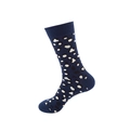 Dark blue oil painting crew socks for men with white and black speckled pattern - One Size / Dark Blue Spotted (68)
