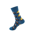 Blue crew sock featuring a unique brown seashell pattern for a trendy streetwear look - One Size / Blue Seashell (77)