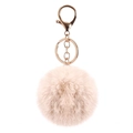 Fluffy faux rabbit fur keychain in light pink with a polished gold metal clasp - Light Gold Figure 8 Chain Lobster Clasp / Apricot