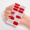 Glossy red and silver glitter full cover nail stickers, minimalist style model AF-014 - AF-014 (Red/Silver Glitter)