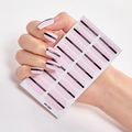 Pink nail stickers with black glitter stripes, style AF-020, minimalist adhesive nail art - AF-020 (Pink/Black Sequin Stripe)