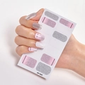 Pink and white nail stickers with silver lines and glitter finish, model AF-023 - AF-023 (Pink/Silver Line)