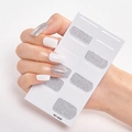 Minimalist AF-022 nail stickers in silver glitter and white finish on hand - AF-22 (Silver Glitter/White)