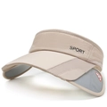 Khaki open top sun hat with retractable side wings and SPORT embroidery for outdoor sports - Beige