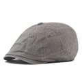 Brownish grey vintage newsboy cap with plaid texture and multi-panel stitching design - Coffee