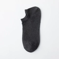 Dark grey low-cut breathable cotton socks for men with reinforced elastic cuff design - One Size / Dark Gray