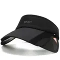 Black sun visor with retractable side wings and gray SPORT embroidery for women - Black