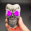 Halloween retro skull candle light with glowing purple LED eyes for spooky decor - Purple Light Skull