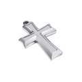 Colgante de cruz de acero inoxidable pulido para joyería DIY sobre fondo blanco puro - Color Acero
