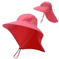 Schnelltrocknender rosa Sonnenhut mit Nackenschutz und Mesh für Outdoor-Wandern - Einheitsgröße / Wassermelonenrot