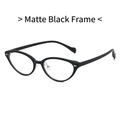Montura de gafas cat-eye TR90 negro mate ultraligera con remaches plateados - Negro Mate