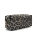 Neceser de maquillaje con estampado de leopardo y cremallera dorada de lujo - Leopardo Marrón Oscuro