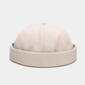 Detalle de gorro docker en algodón beige mostrando la textura de tela sarga - M (56-58cm) / Beige