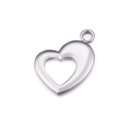 Colgante de corazón hueco de acero inoxidable plateado para bisutería y collares - 34mm / Color Acero