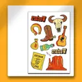 Kids western cowboy tattoo sheet with cactus, skull, and vintage american retro elements - Western Cowboy Series-WY-013
