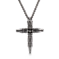 Gotische schwarze Kreuzkette aus Edelstahl mit Vintage-Struktur im Knochendesign - Gotisches Kugel-Segment-Kreuz (KP81899-BDJX) / Nur Anhänger