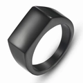 Mens matte black rectangle signet ring made of minimalist stainless steel - US 7 / Black