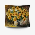 Square floral oil painting pillowcase with white vase and yellow daisies on white background - Gt110119