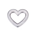 Ciondolo a cuore in acciaio al titanio con strass scintillanti e design cavo argento - 40*36mm / Argento (KLJ125-Z)