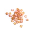 Amber glass Tila beads with pink splatter pattern for DIY jewelry making - BKH-7 (Amber Pink Dots)