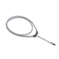 Minimalist silver-grey hollow mesh tube necklace with shimmering glitter and lobster clasp - Necklace / Gunmetal