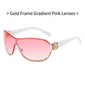 Oversized gold frame sunglasses with pink gradient lenses and floral temples - Gold Frame Gradient Pink Lens (C0.5)