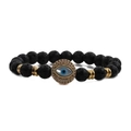 Bracciale di Halloween con pietre laviche nere, ciondolo Evil Eye e dettagli dorati - Malocchio (Oro)
