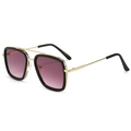 Classic double-bridge metal children's sunglasses in black and gold with gradient brown lenses - Black Gold Frame Clear Purple Lens