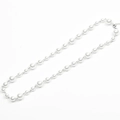 Hiphop style pearl and titanium steel link necklace on white background - Chain Length 50+5cm