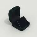 Macro detail of dark green velvet jewelry box showing soft inner lining and premium texture - Green Exterior/Black Interior/Black Insert