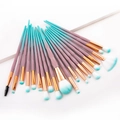 20-teiliges Einhorn-Make-up-Pinsel-Set mit Farbverlauf-Griffen und Roségold-Zwingen - Grün Kaffee Farbverlauf Diamant