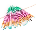 20pcs unicorn diamond makeup brush set with gradient handles and soft bristles - Pink Green Gradient Diamond
