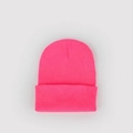 Detailed knit texture and folded cuff of a vibrant neon pink winter beanie hat - M (56-58cm) / Hot Pink