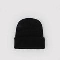 Dettaglio ravvicinato del tessuto in maglia a coste nere e del bordo del berretto invernale - M (56-58cm) / Nero
