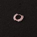 Rose gold hoop earrings with white pearl inlay and hinged closure for women - Rose Gold