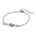 Silbernes Titanstahl-Armband mit weißem Zirkon, G-Buchstabenanhänger und Tropfen - Silber