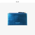 Mini portacarte blu con finitura laser metallizzata e chiusura a cerniera superiore - Blu