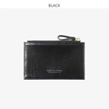 Mini portamonete nero con zip dorata e logo argento, stile elegante e compatto - Nero