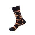 Mid-calf cotton socks in black featuring vibrant orange shrimp patterns for men and women - One Size / Black Shrimp Print (79)