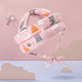 Pink toddler safety helmet with cute cartoon animal patterns for baby head protection - Pink Forest