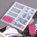 DIY silicone mold for resin jewelry with multiple shapes including heart and water drop - 50-326-D (Multi-shape with Holes)