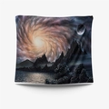 Minimalist rectangular tapestry featuring starry sky mountains and nebula print - Gt110115
