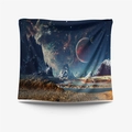 Alien landscape wall tapestry featuring cosmic mountains and starry nebula space design - Gt110110