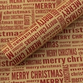 Brown kraft gift wrapping paper roll with red Merry Christmas letter print - Style 5 (Red Merry Christmas Text) / 50x70cm