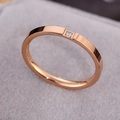 Minimalist rose gold titanium steel ring with a single diamond in a premium jewelry box - US 5 / Rose Gold