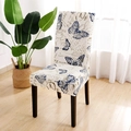 Elastic chair cover with vintage blue butterfly pattern and postcard print on white - Colorful Butterfly