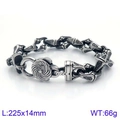 Men's punk stainless steel cross bracelet with tribal textures, 225mm length and 66g weight - Tribal Vortex Pattern (22.5cm)
