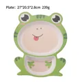 Cartoon frog bamboo fiber divided plate for kids in green finish, 27x20.5x2.8cm size - 045 Frog Plate