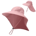 Chapeau de soleil rose à séchage rapide avec large bord, protège-nuque et mesh aéré - Taille unique / Rose Poudré