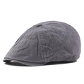 Dark grey newsboy cap in washed cotton with subtle checkered pattern texture - Gray